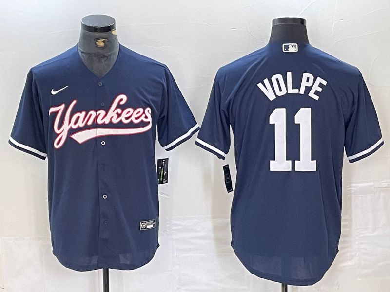 Men New York Yankees #11 Volpe Dark blue Second generation joint name Nike 2024 MLB Jersey style 1